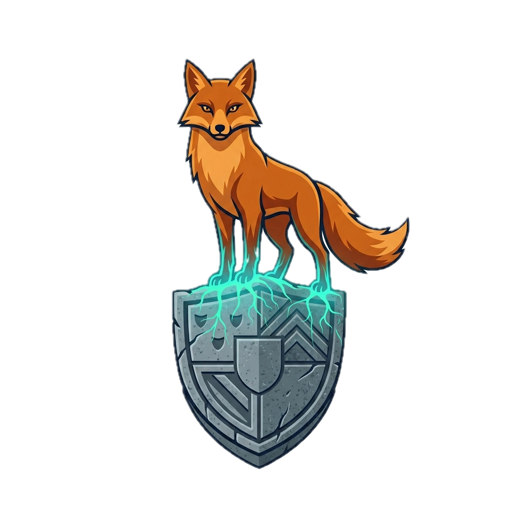 Foxstone Industries — fox standing on a stone shield